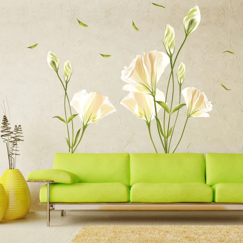 

Kids Diy Decorate Removable Room Cartoon Blooming Lily Wall Sticker For Tv/sofa Background Wallpaper Home Decal Free Shipping