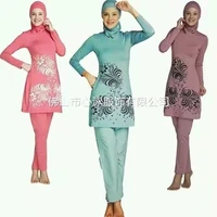 muslim swimwear women modest patchwork hijab long sleeves sport swimsuit 3pcs islamic burkinis wear bathing plus size swimsuit