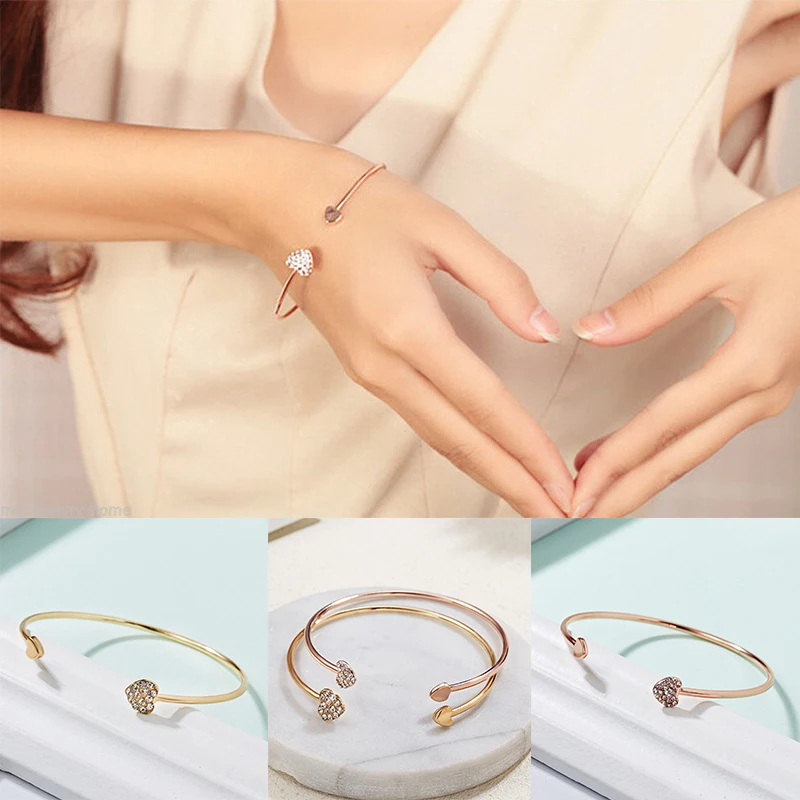 Розовое золото и Серебристый Новые модные очаровательные браслеты на запястье