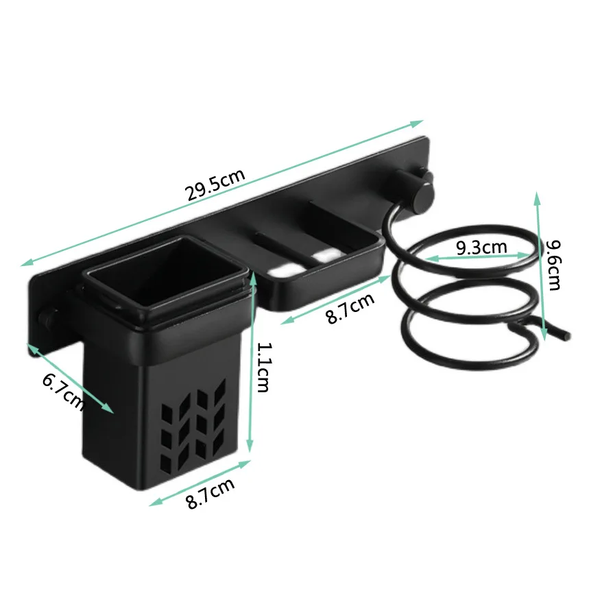 Настенная полка для ванной комнаты черный держатель фена | Строительство и