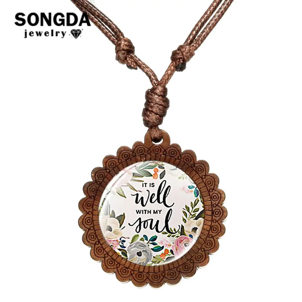 Деревянная подвеска SONGDA с надписью It Is Well with My Soul кружевная восковая веревочная