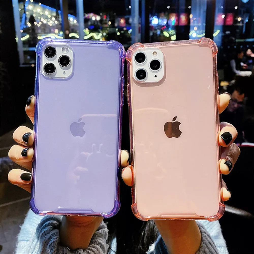 Яркий прозрачный противоударный чехол для телефона iPhone 11 Pro XR XS Max X 7 8 6 6S Plus мягкий