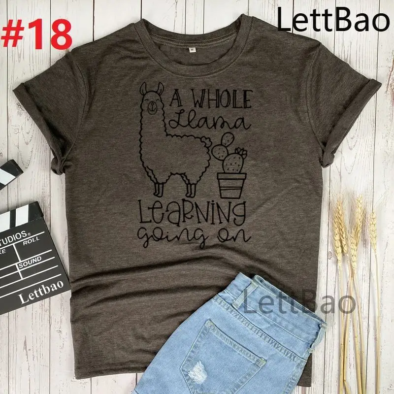 

Whole Llama Learning Going On Harajuku Aesthetics Women Tshirt Graphic Print Short Sleeve Tops & Tees Fashion Casual T Shirts