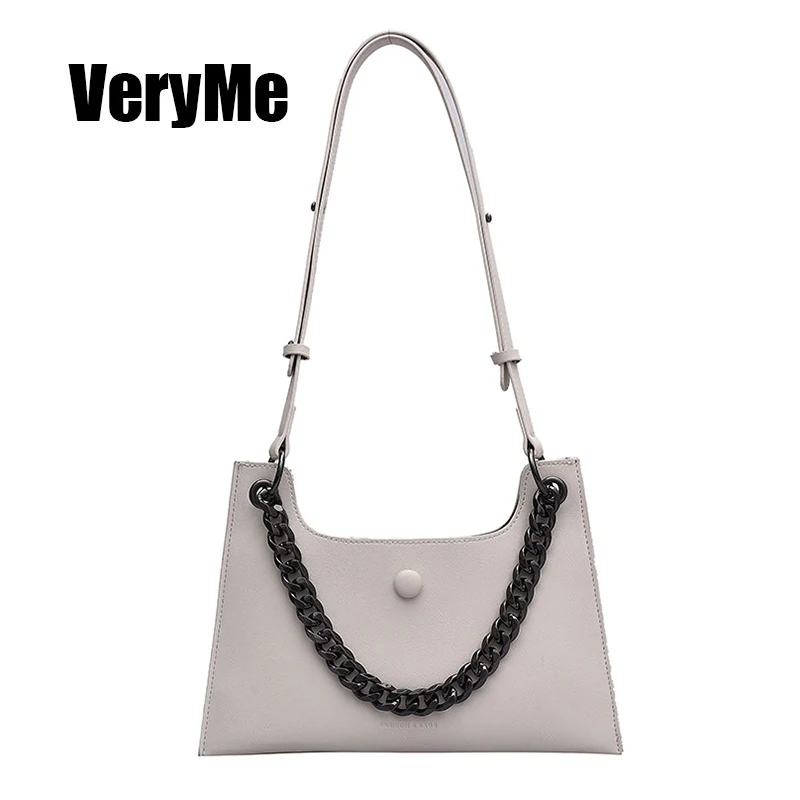 

VeryMe Large Capacity Leather Crossbody Lady Pack Solid Color Chain Shoulder Bag Women Designer Female Handbags Sac A Main Femme