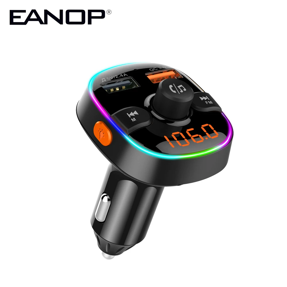 EANOP BC520 fm-передатчик Bluetooth Автомобильный громкой связи с голосовым ассистентом модулятор FM Поддержка TF карта QC3.0 USB зарядное устройство