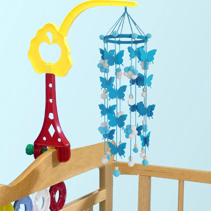 Carill&oacute;n de viento para cuna de beb&eacute;, Bola de Pelo de mariposa, sonajero, colgante para cuna de reci&eacute;n nacido, decoraci&oacute;n para habitaci&oacute;n G2AE-2