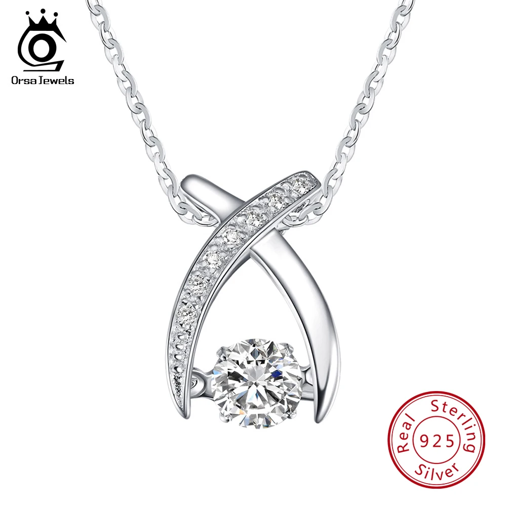 

ORSA JEWELS 925 Silver Fish Pendants&Necklaces Cute Animal Necklace Rhodium Sterling Silver Jewelry for Best Friend SN38