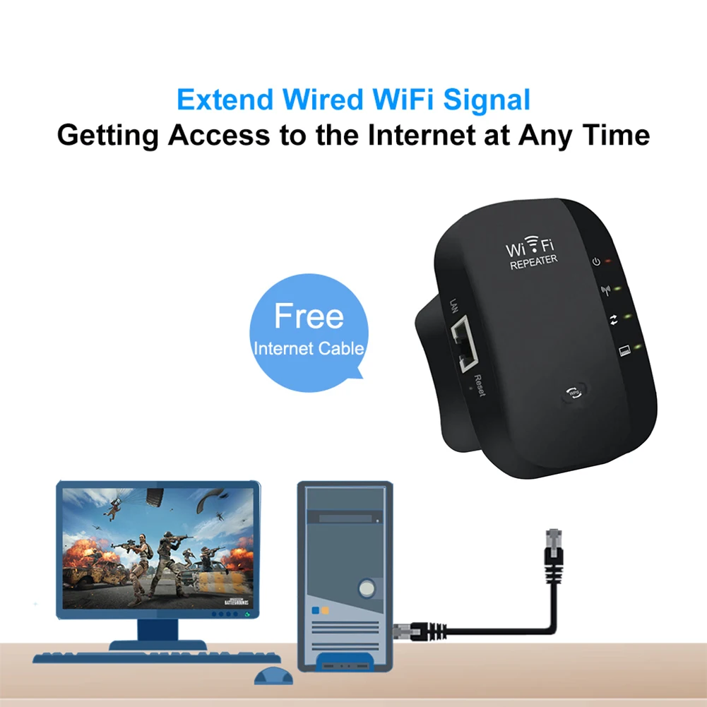 

Long Range Wireless WiFi Repeater 300Mbps Network Signal Amplifier Booster Extender Support AP Internet Accessory