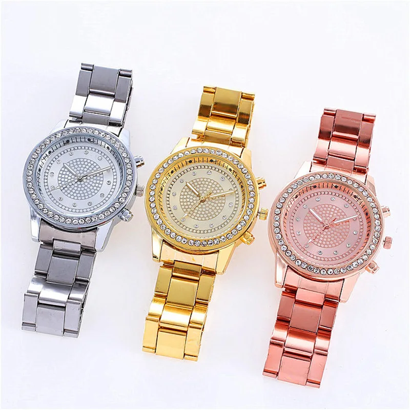 

Quartz Women Watches Fashion Gift 2020 Luxury Ladies Wrist Watch Rhinestone Alloy Bracelet Clock No Logo Rose Gold Relojes Mujer
