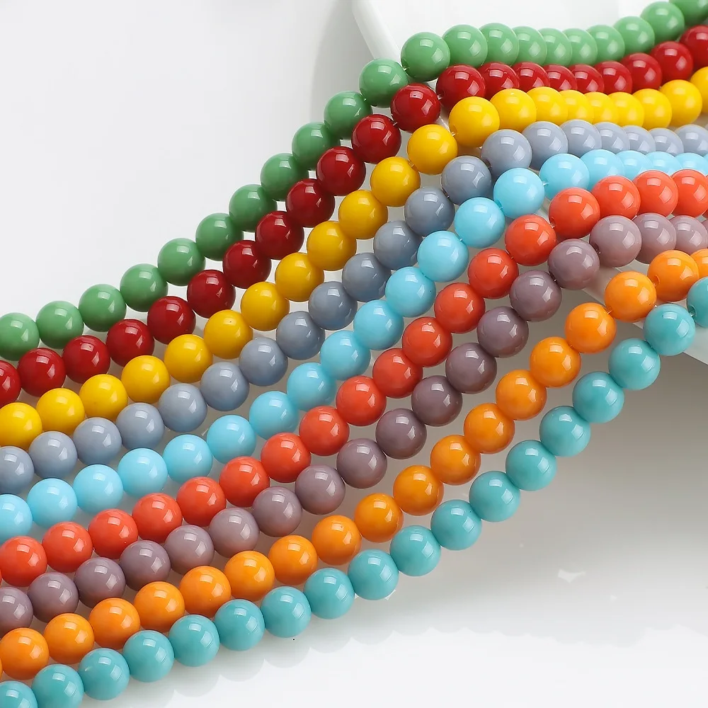 

Colored Glaze 8MM Smooth/Frosted Glass Spacer Beads Accessories for DIY Handmade Necklace Bracelet Jewelry 15Inches 65Pcs