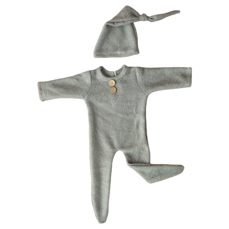 

2Pcs Baby Hat Bodysuit Set Newborn Photography Props Cap Romper Jumpsuit Outfits
