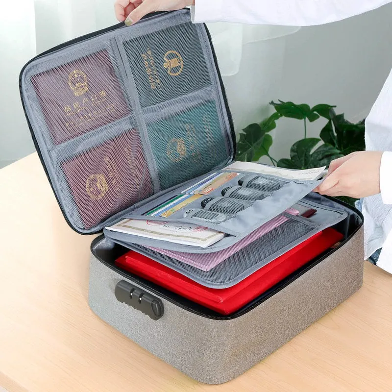 Gray two layers New Document Bags Large Capacity Files Organizer Travel Bags Cosmetic Box Waterproof Digital Bags Document Organizer - Цвет: Gray two layers