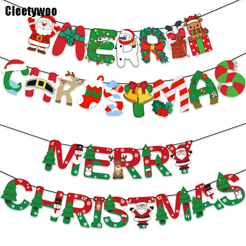 

Рождественские украшения 2022, Рождественский баннер, Рождественское украшение, рождественские флажки, гирлянда, Декор для дома, рождественс...