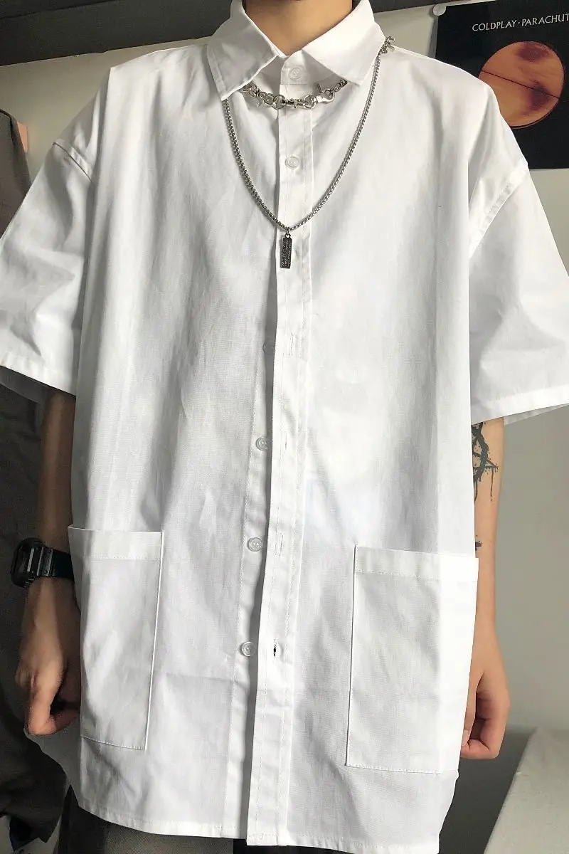 

2020 Summer New Youth Popular Men's Korean Version Of Ins Solid Color Five-point Sleeve Shirt Fashion Casual Shirt Jacket