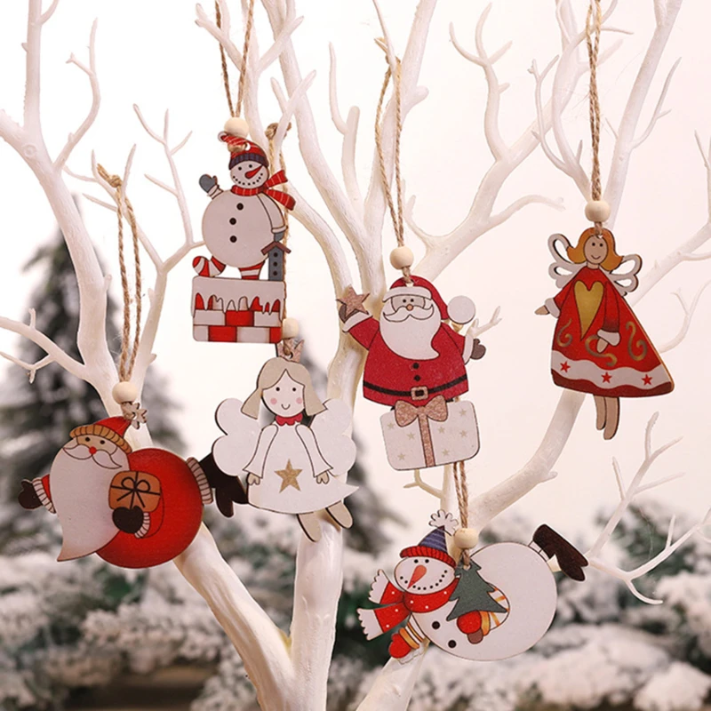 

Christmas Angel Pendants Xmas Tree Decorations Wooden Craft Christmas Decorations For Home DIY New Year 2022 Kids Gifts