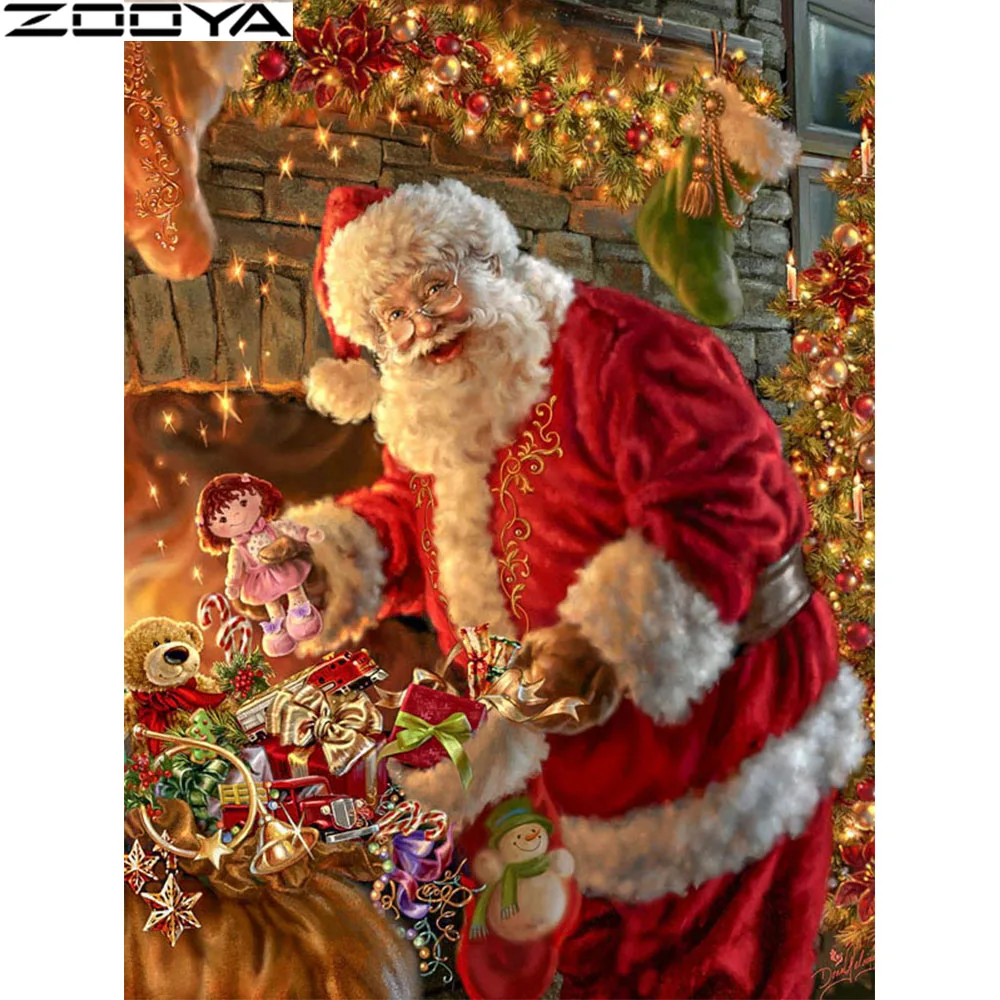 

ZOOYA 5D DIY Diamond Painting Christmas Diamond Embroidery Santa Claus Full Drill Rhinestone Mosaic Christmas Picture Home Decor