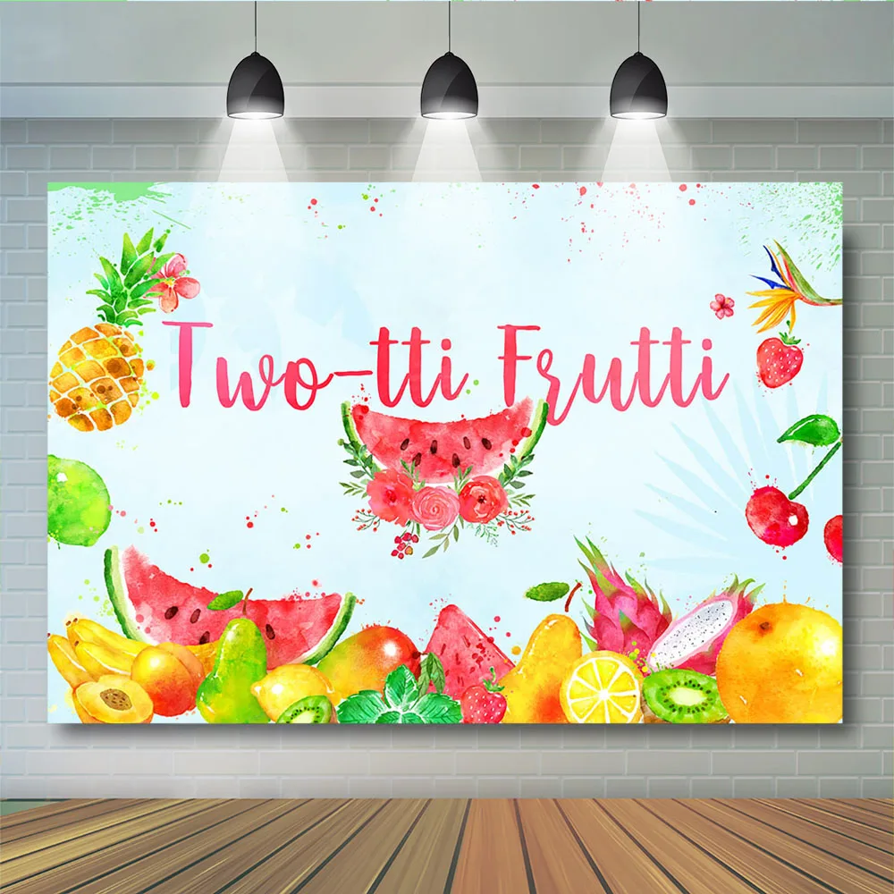 

Aloha Tropical Party Backdrop Decoration Birthday Fruit Background Blue Sky Watermelon Pineapple Photo Shoot Photocall