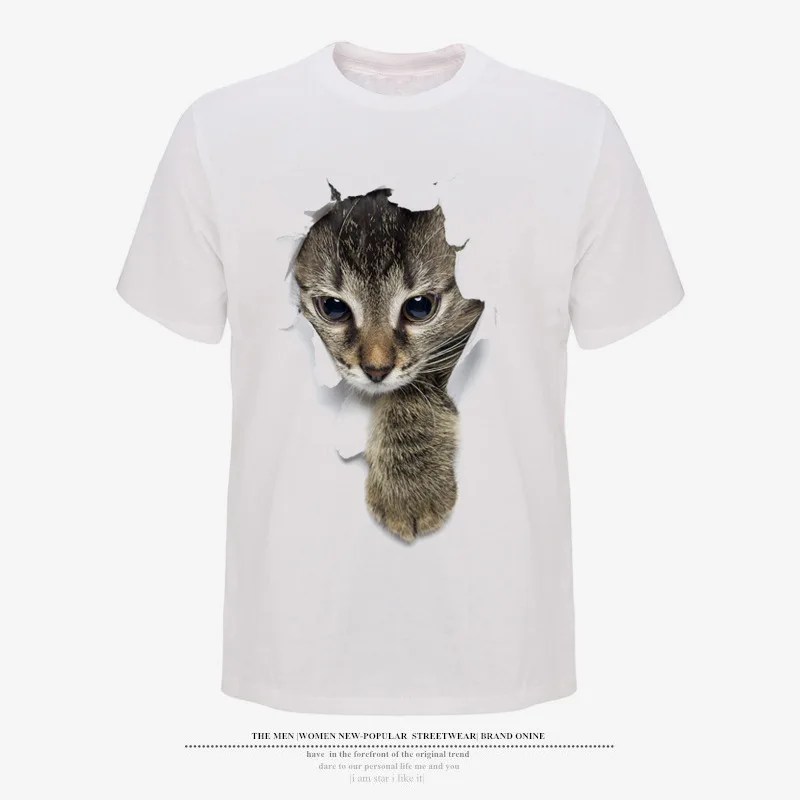 

3D cat print men's T-shirt 3D print short sleeve