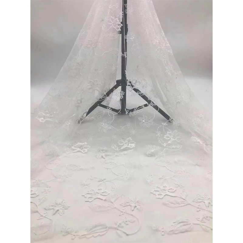 Африканская кружевная ткань с белыми цветами Новое поступление 2020 высокое