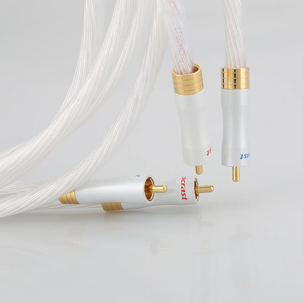 Высококачественный 5N OCC посеребренный RCA к Межблочный аудио кабель с