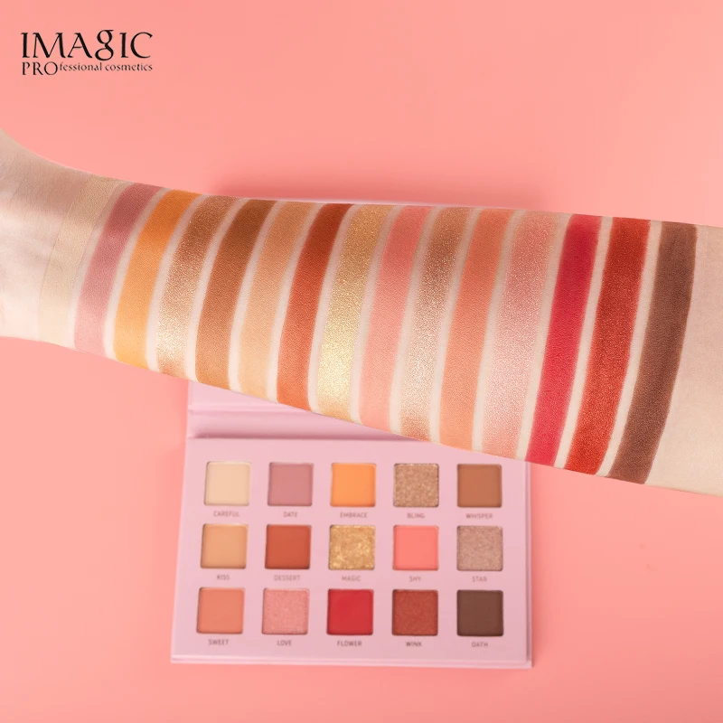 Тени для век imagic Palette Matte Shimmer 15 цветов Высокая пигментная блестящая пудра матовая палитра De Maquiagem для женской косметики