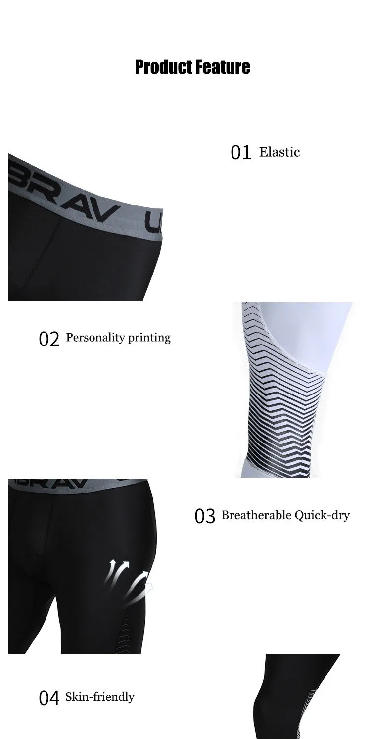 Uabrav мужские компрессионные штаны для кожи быстросохнущие спортивные Леггинсы