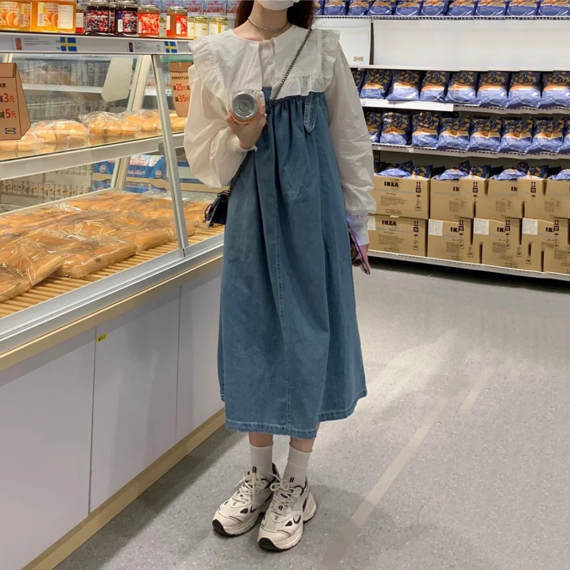 

Small Denim Strap Skirt Autumn 2021 New Chic College Style Design Skirt Children's Dress Spring and Autumn