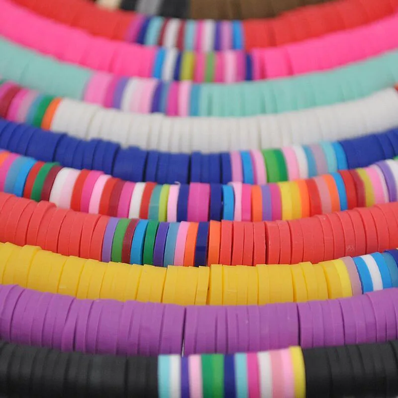 Beach Heishi Beads Collar Necklaces Rainbow Striped Polymer Clay Strand Surfer Necklace Choker For Girl | Украшения и аксессуары