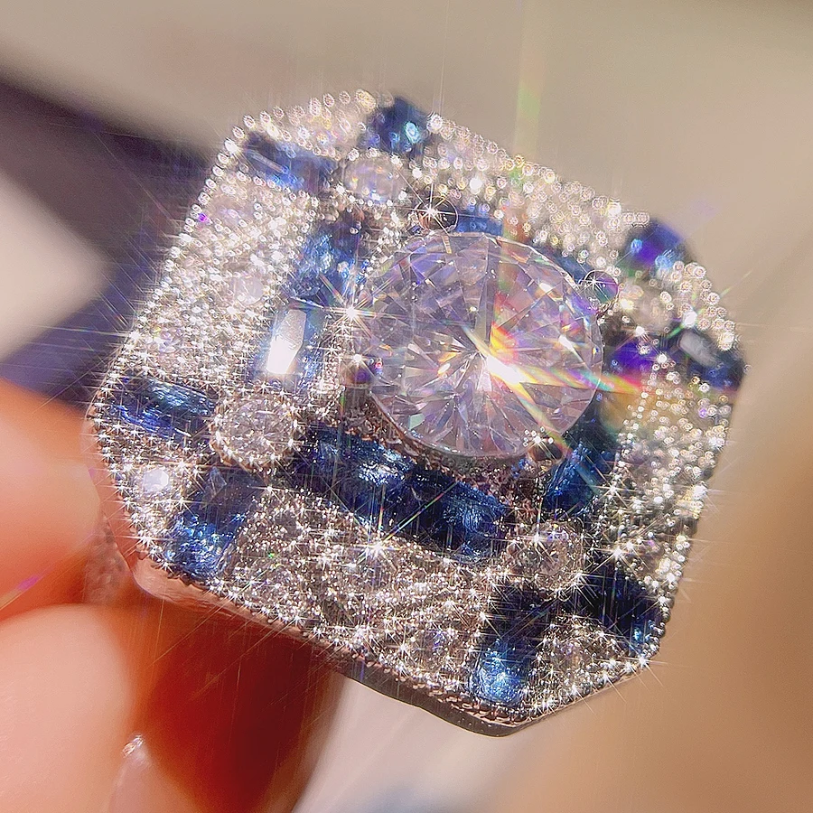 

Fashion S925 Ring Geometric Shape Zircon Jewellery Ornaments for Women Wedding Promise Wholesale Drop Shipping
