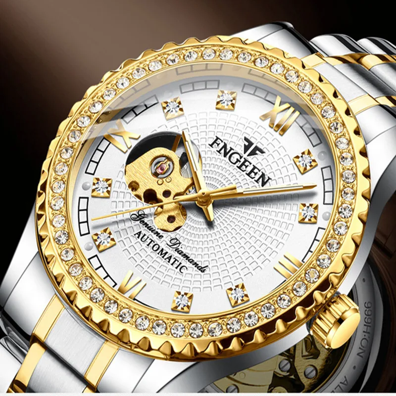 

Мужские механические часы-скелетоны из нержавеющей стали, 3 бар