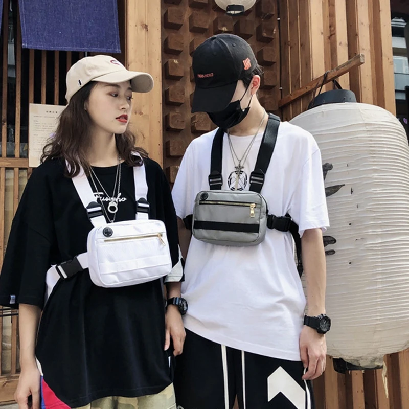 

Men Chest Bag Small Hip Hop Streetwear Functional Chest Bag Cross Shoulder Bag Adjustable Streetwear Bags Waist Packs