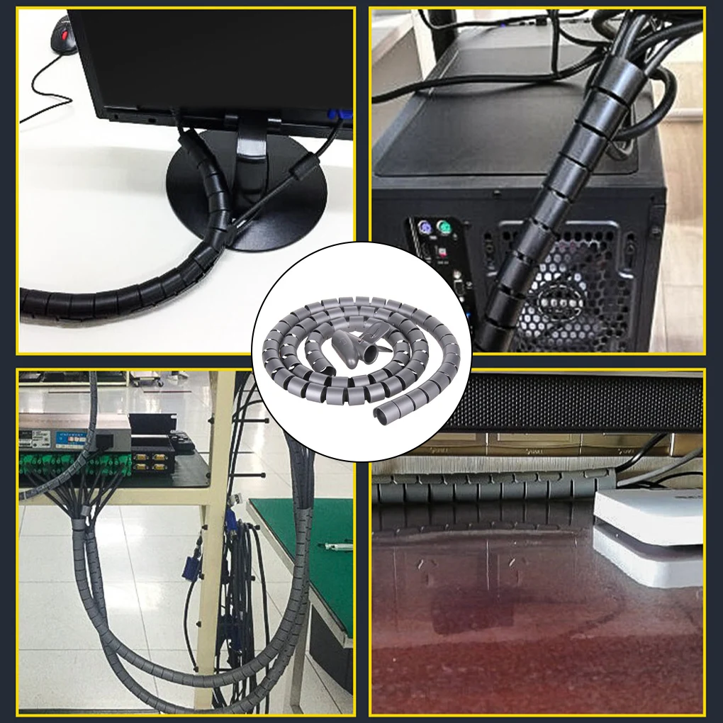 

1 Pcs 1.5/2m Flexible Spiral Cable Organizer Storage Pipe Cord Protector Management Cable Winder Desk Tidy Cable Accessories