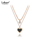 Цепочка Lokaer N20145 Женская, ожерелье из нержавеющей стали с акриловой подвеской в форме сердца, с фианитами, с кристаллами