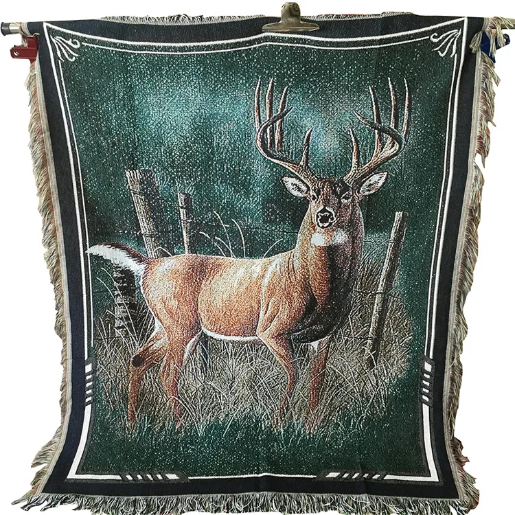Лидер продаж 2020 одеяло для кровати с лесным оленем жаккардовое не скатывается