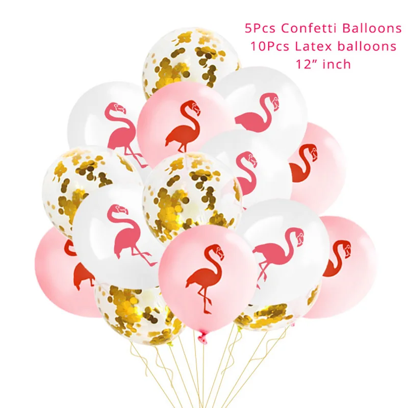 15pcs balloons WEIGAO тропический Фламинго вечерние летние Луау надпись "Алоха Гавайи" тема Дети День рождения фольги Воздушные шары Декор ананас шар в виде фламинго - Цвет: 15pcs balloons