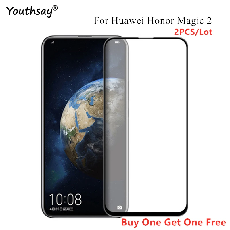Protector de pantalla de vidrio para Huawei Magic 2, pel&iacute;cula protectora de cobertura completa de pegamento, 2.5D, Honor Magic 2, 2 uds.-0