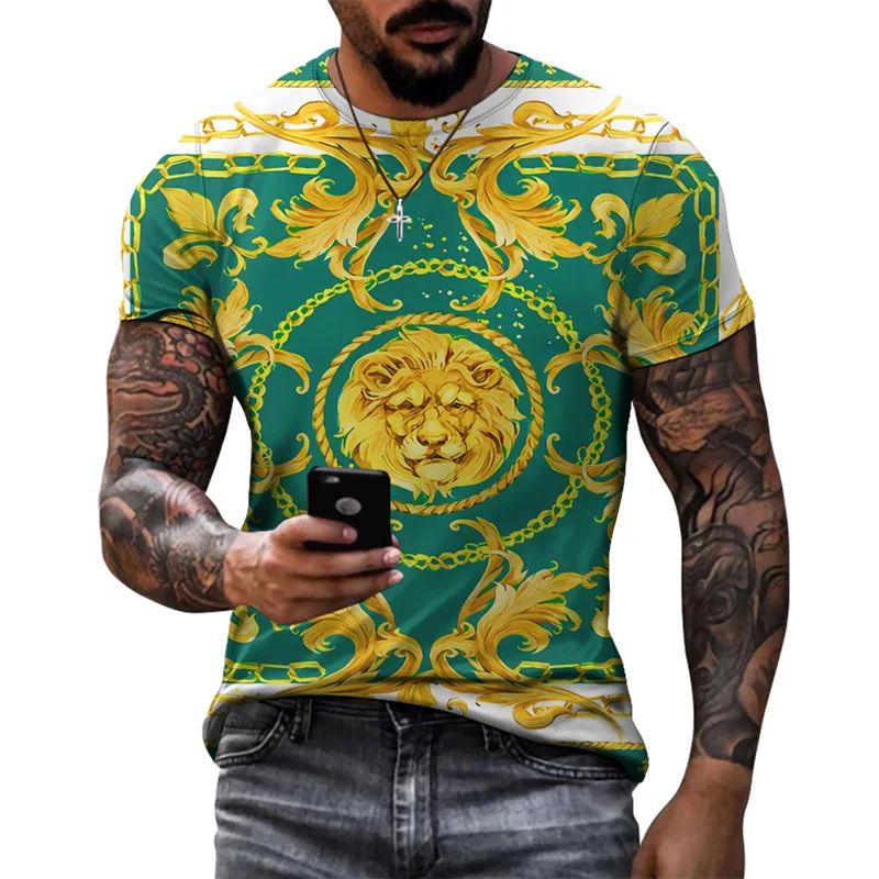

2021Summer New Men Animal Short Sleeve Tiger lion 3D Print T Shirt Men Funny Tees Tops O-neck Cool Street Style Clothing