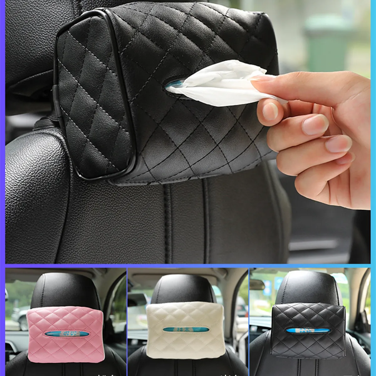 

Car Tissue Box Cover Car Seat Backrest Leather Armrest Paper Home Napkin Holder Box for TOYOTA