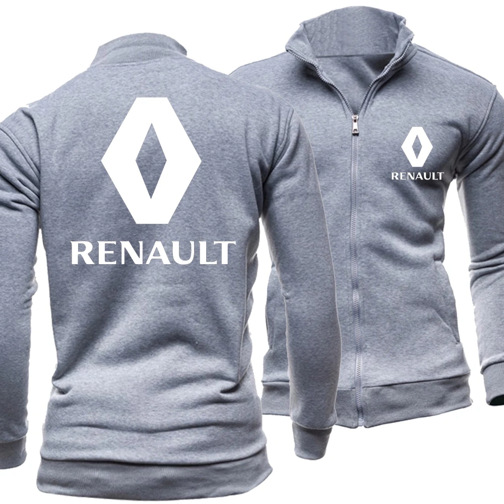 

New Fashion Spring Autumn Men Jacket Renault Logo No Cap Sweatshirt Fleece Cotton Zipper Harajuku Clothing