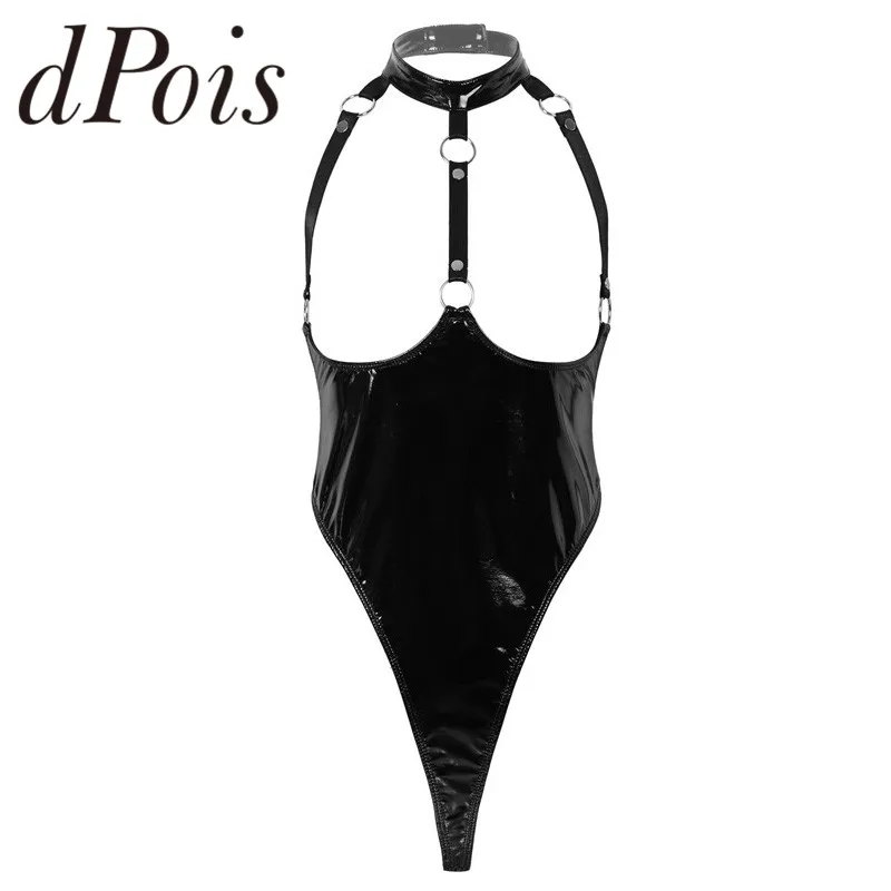 Женское цельнокроеное Трико атласное с высоким вырезом и открытой