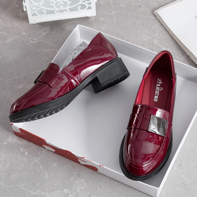 Women Vintage Shoes 2020 Brand Office Ladies Loafers Leather Fashion Metal Decoration Slip On New Spring Autumn | Обувь
