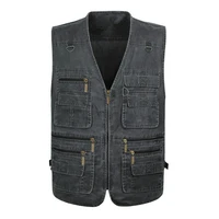 top selling product in 2021 new mens denim vest casual multi pocket photography outdoor mens vest 7xl