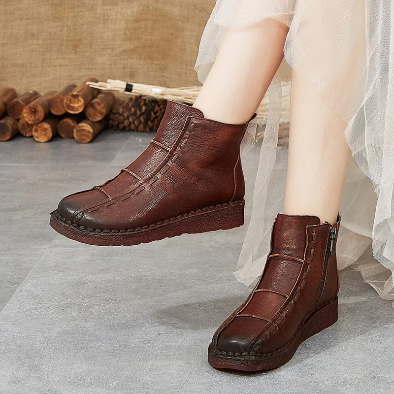 

New Boots Women Design Brand Women Ankle Boots Round Large Luxury Women Shoes Breathable Casual Footwear