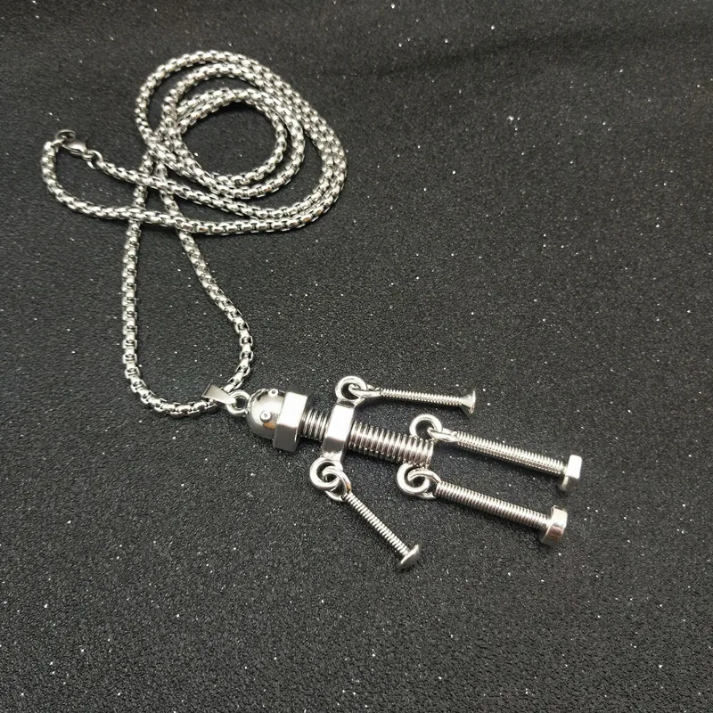Мужское ожерелье трендовые винты в стиле хип хоп кулон робот прилив Студенческая