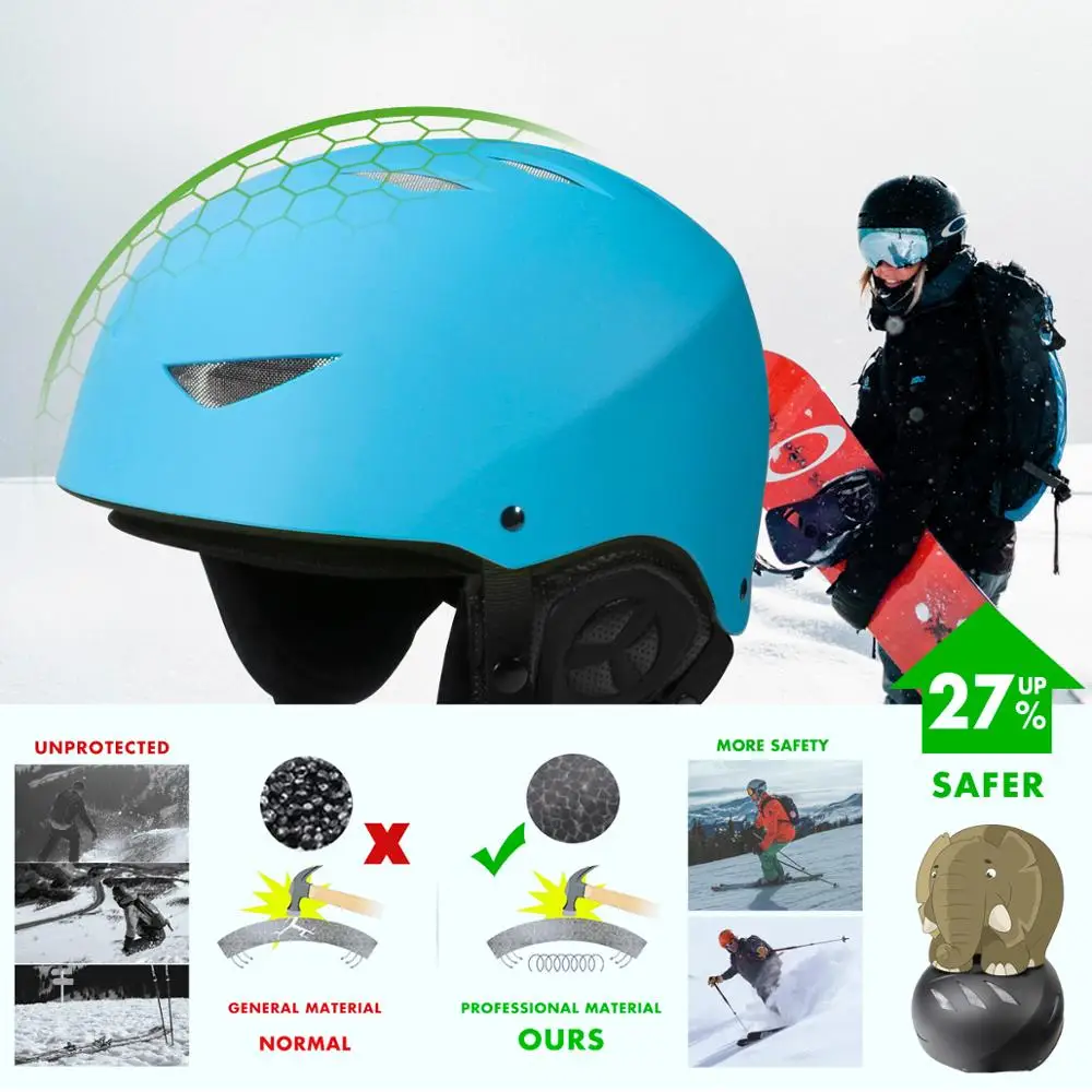 QUESHARK полнопокрытый лыжный шлем интегрально-Формованный Crashproof снег шлем сетка дышащий ухо теплый Скейтборд Сноуборд шлем