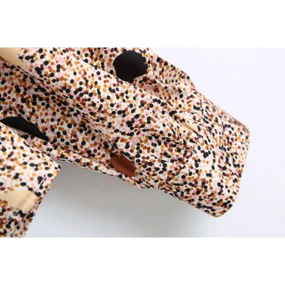 

2020 New Women Blouse Printed Lapel Collar V-neck Cuffed Sleeves Flowing Shirt Tops Female Shirts Femme Mujer Blouse blusas