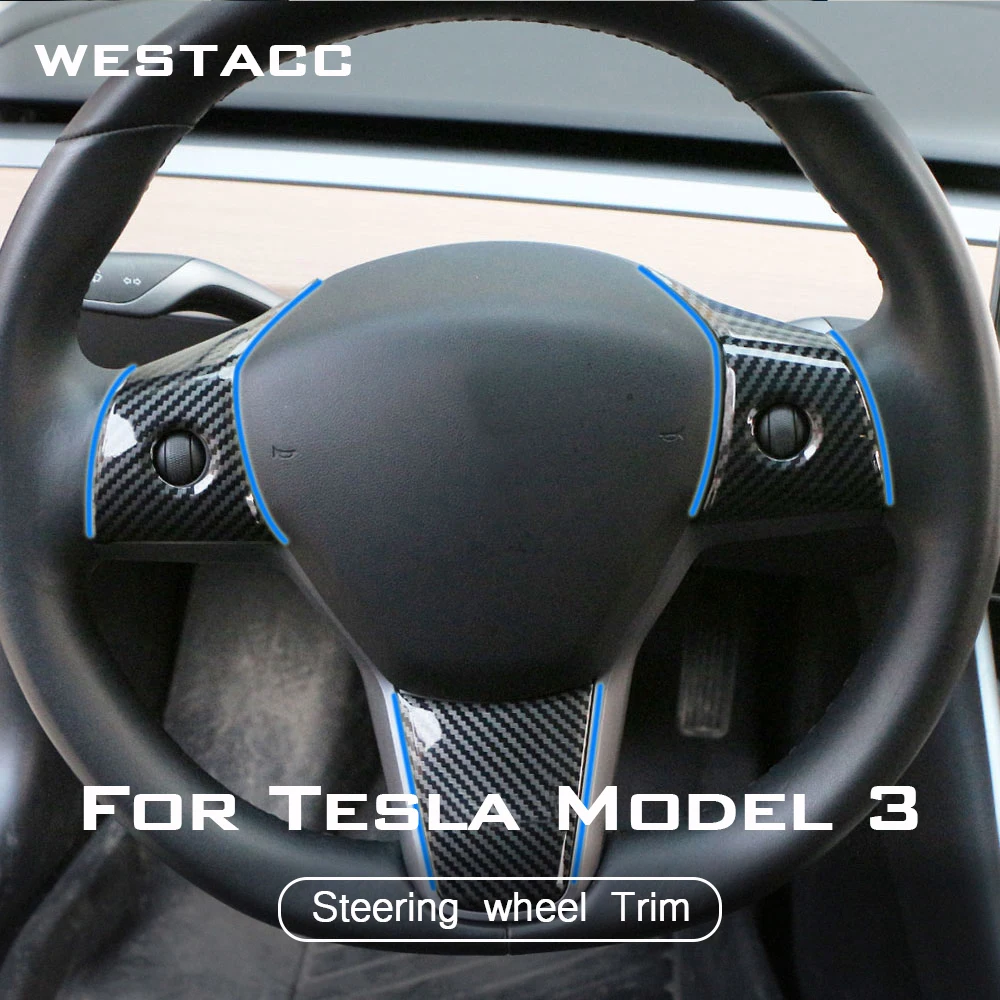 

3 шт., декоративные наклейки на руль автомобиля Tesla Model 3 2016 - 2021
