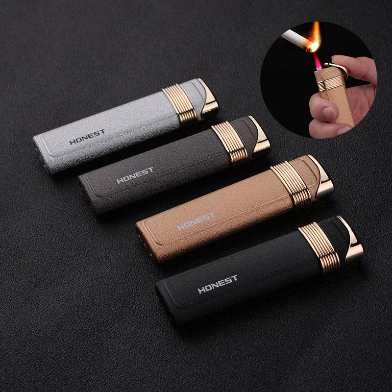 Маленькая металлическая Бутановая Зажигалка для сигарет портативная