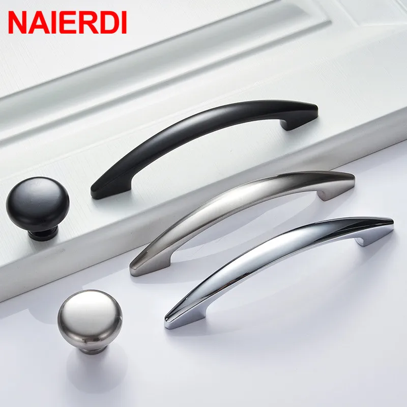 NAIERDI яркие хромированные ручки для кухонного шкафа сплошного ящика дверных