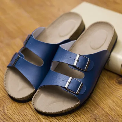 

New Summer Beach Cork Slippers Sandals Casual Men Women Slip on Flip Flops Flats Shoes Slides Flat with Low (1cm-3cm) Solid